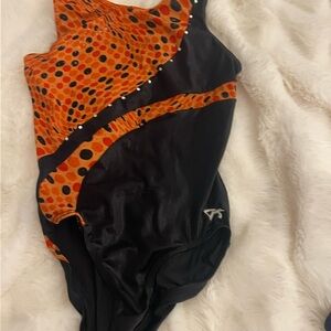 GK Orange and Black Kids Leotard